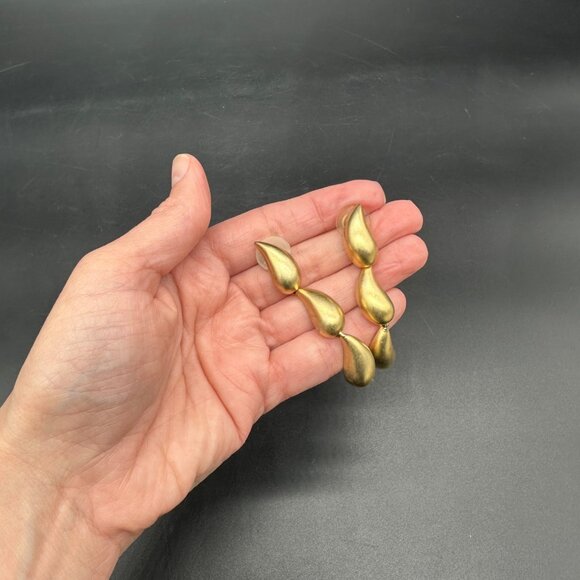 Vintage Teardrop Statement Earrings 1950s Mid Century Erwin Pearl Gold Toned - Picture 7 of 8